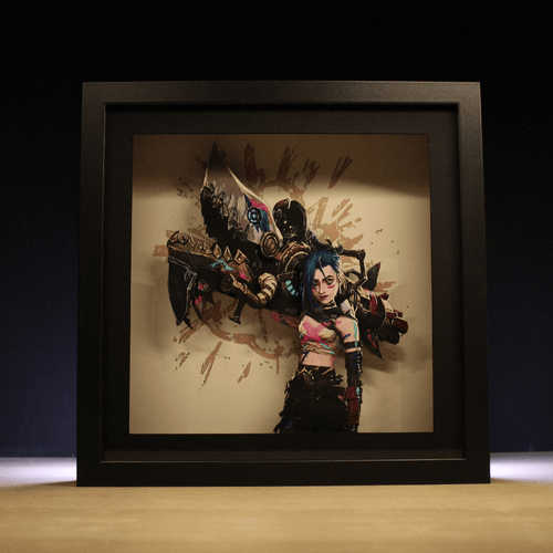 Dioramax - Cadre lumineux LED Jinx | Déco Gaming-room | Tableau lumineux | Affiche jeux vidéo | Idée cadeau gamer | Retro-gaming
