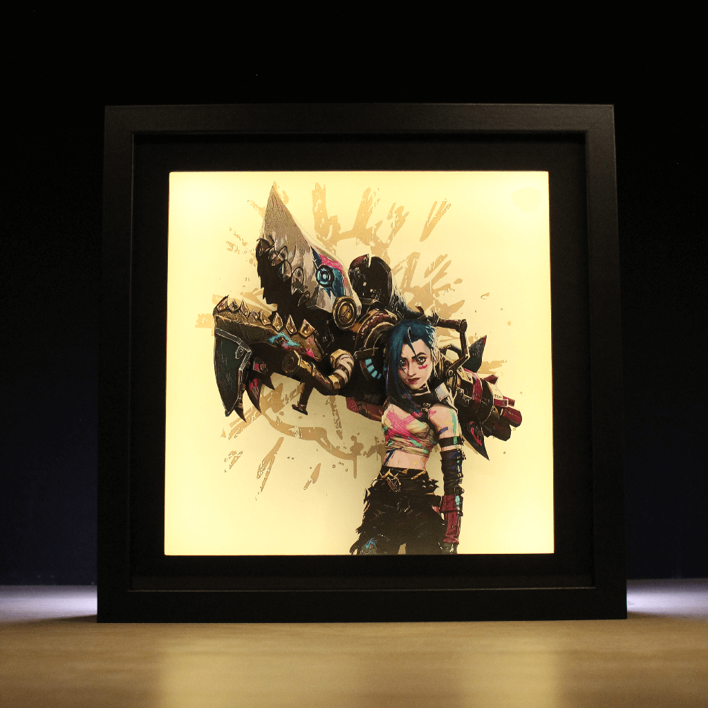 Dioramax - Cadre lumineux LED Jinx | Déco Gaming-room | Tableau lumineux | Affiche jeux vidéo | Idée cadeau gamer | Retro-gaming