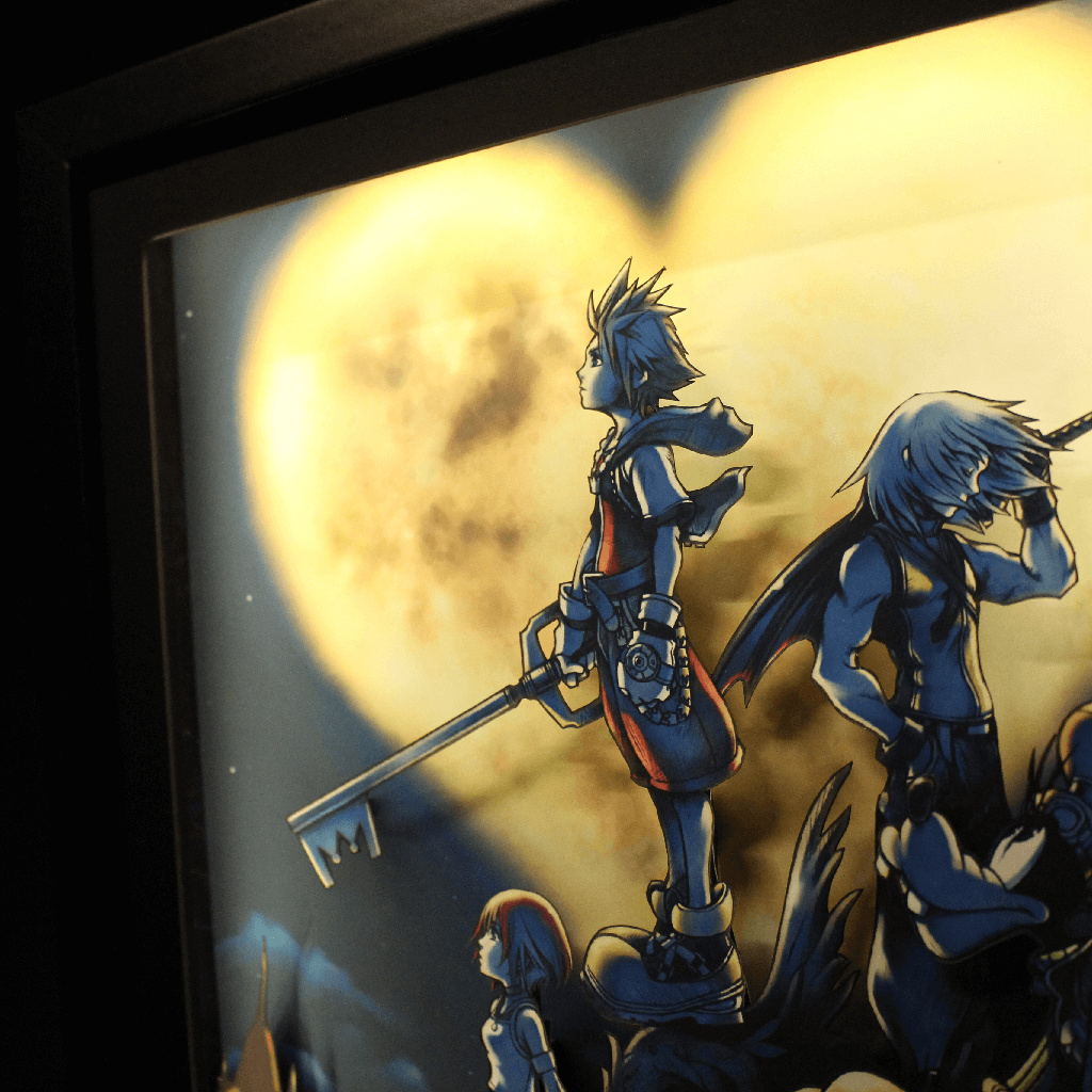 Dioramax - Cadre lumineux LED Kingdom Hearts | Déco Gaming-room | Tableau lumineux | Affiche jeux vidéo | Idée cadeau gamer | Retro-gaming
