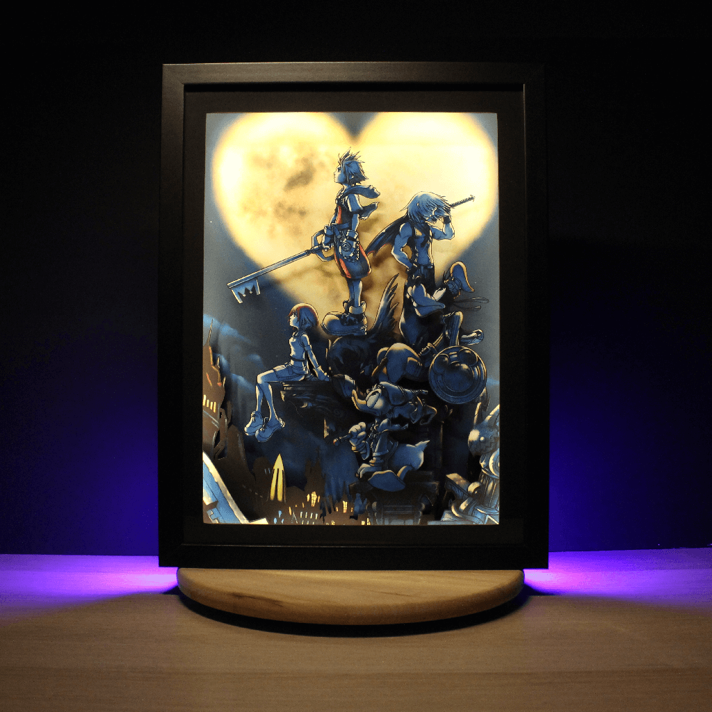 Dioramax - Cadre lumineux LED Kingdom Hearts | Déco Gaming-room | Tableau lumineux | Affiche jeux vidéo | Idée cadeau gamer | Retro-gaming