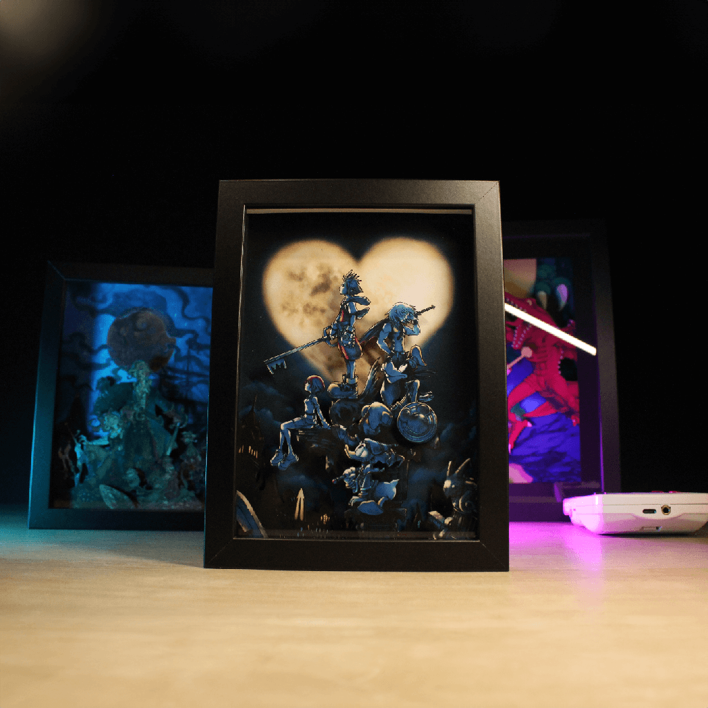Dioramax - Cadre lumineux LED Kingdom Hearts | Déco Gaming-room | Tableau lumineux | Affiche jeux vidéo | Idée cadeau gamer | Retro-gaming