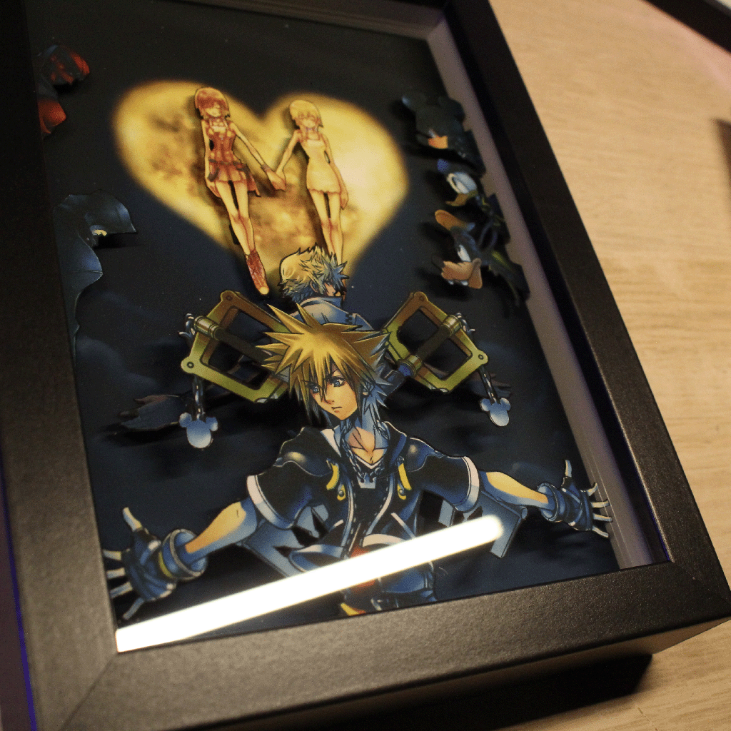 Dioramax - Cadre lumineuxKingdom Hearts| Déco Gamingroom | Tableau Lumineux Affiche jeux vidéo | Idée cadeau 