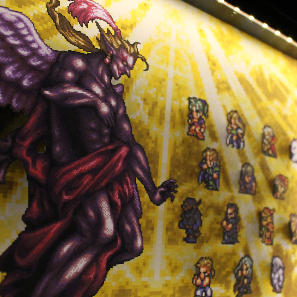 Dioramax - Cadre lumineux LED FF6 Kefka | Déco Gaming-room | Tableau lumineux | Affiche jeux vidéo | Idée cadeau gamer | Retro-gaming