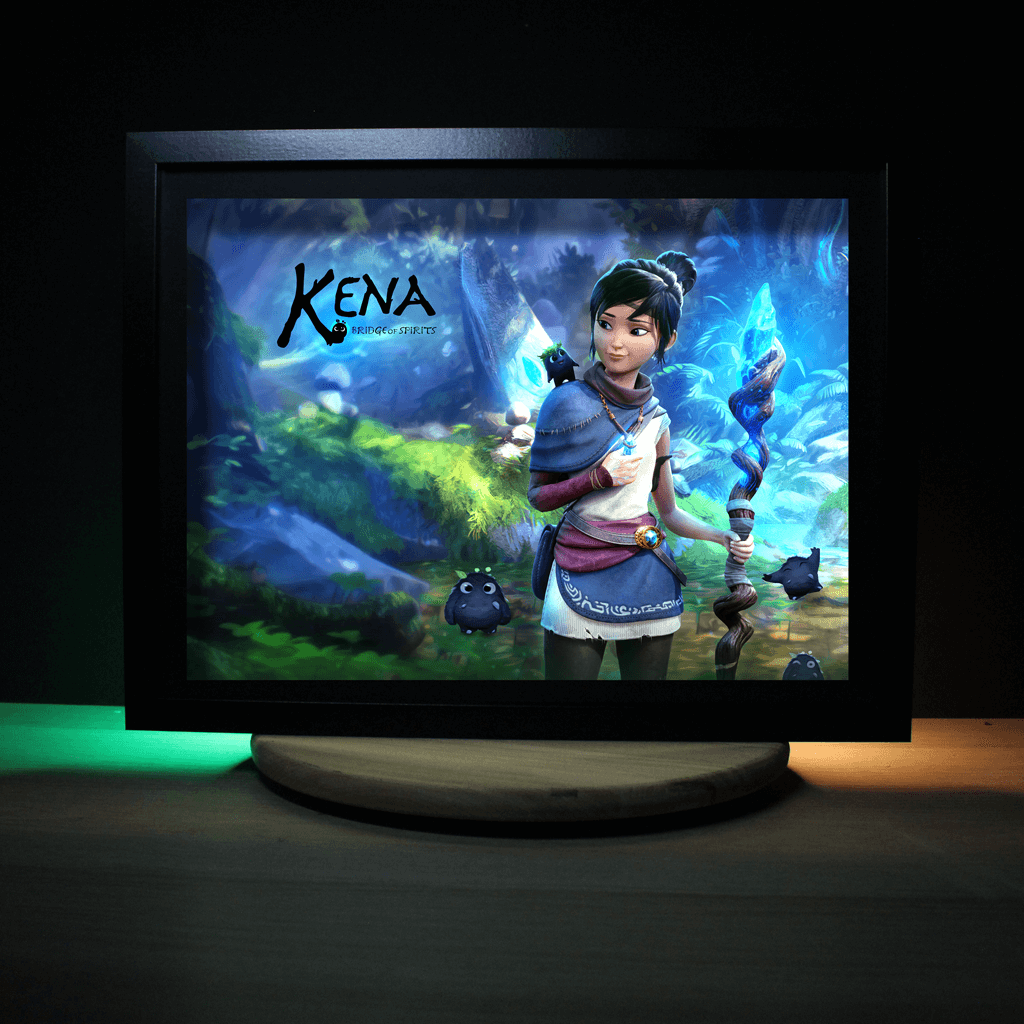 Dioramax - Cadre lumineux LED Kena | Déco Gaming-room | Tableau lumineux | Affiche jeux vidéo | Idée cadeau gamer | Retro-gaming