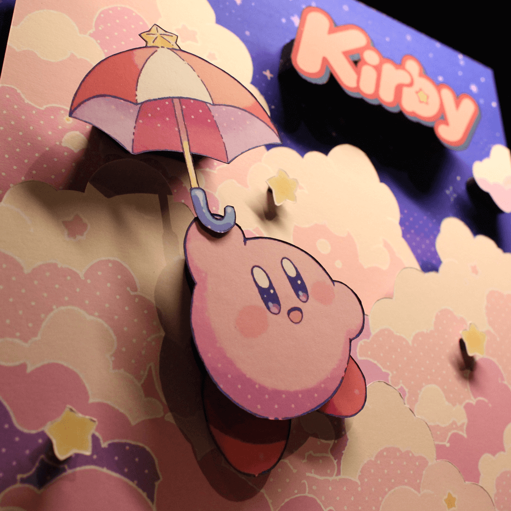 Dioramax - Cadre lumineux LED Kirby | Déco Gaming-room | Tableau lumineux | Affiche jeux vidéo | Idée cadeau gamer | Retro-gaming