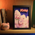 Dioramax - Cadre lumineux LED Kirby | Déco Gaming-room | Tableau lumineux | Affiche jeux vidéo | Idée cadeau gamer | Retro-gaming