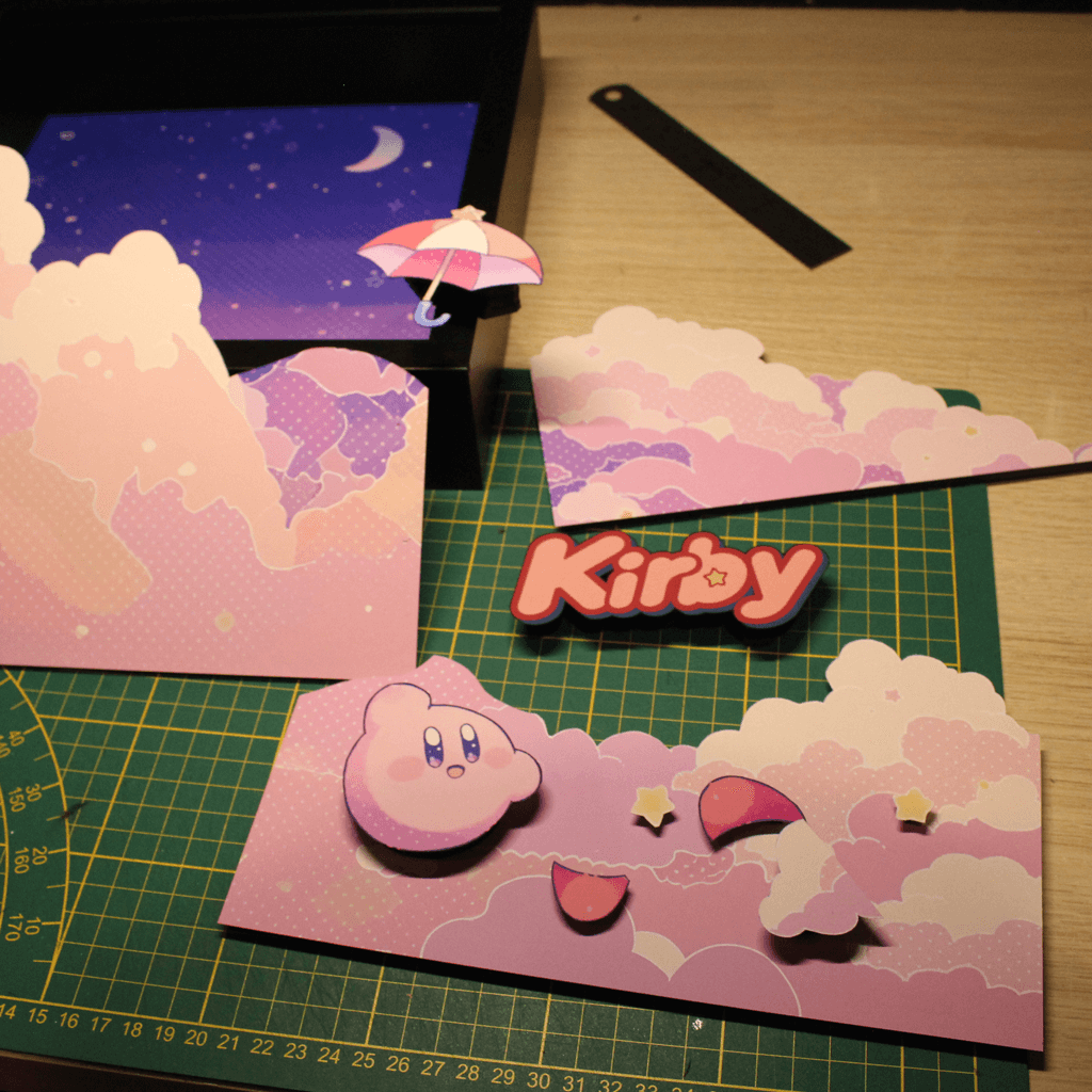 Dioramax - Cadre lumineux LED Kirby | Déco Gaming-room | Tableau lumineux | Affiche jeux vidéo | Idée cadeau gamer | Retro-gaming