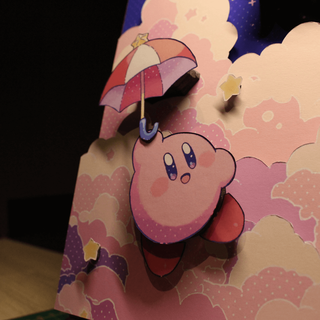Dioramax - Cadre lumineux LED Kirby | Déco Gaming-room | Tableau lumineux | Affiche jeux vidéo | Idée cadeau gamer | Retro-gaming