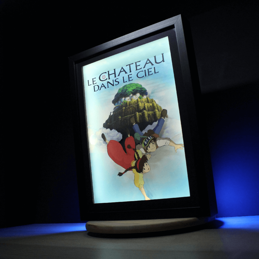 Dioramax - Cadre lumineux LED Le chateau dans le ciel | Déco Gaming-room | Tableau lumineux | Affiche jeux vidéo | Idée cadeau gamer | Retro-gaming