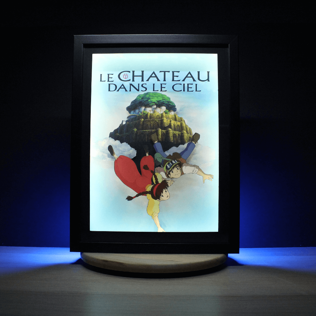 Dioramax - Cadre lumineux LED Le chateau dans le ciel | Déco Gaming-room | Tableau lumineux | Affiche jeux vidéo | Idée cadeau gamer | Retro-gaming
