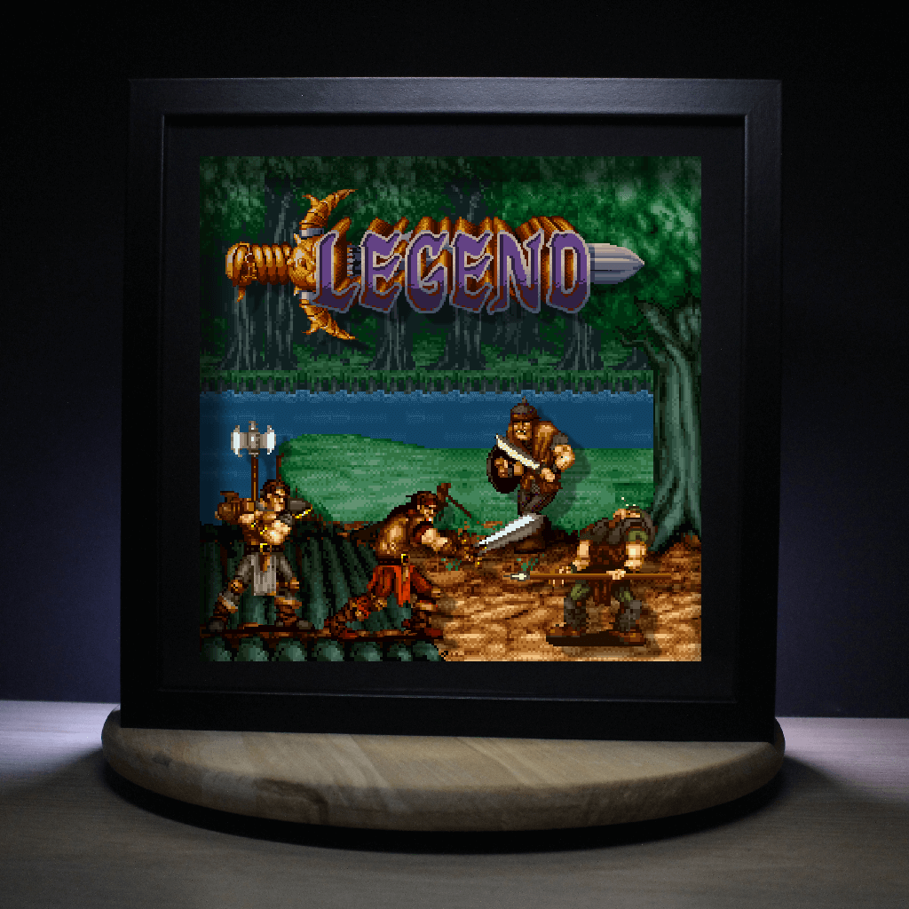 Dioramax - Cadre lumineux LED Legend | Déco Gaming-room | Tableau lumineux | Affiche jeux vidéo | Idée cadeau gamer | Retro-gaming