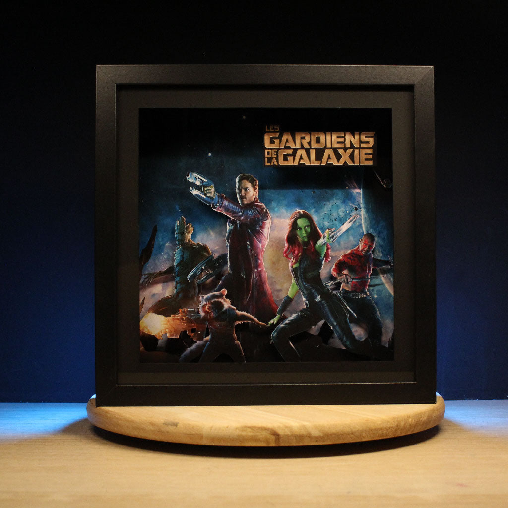 Dioramax - Cadre lumineux LED Les gardiens de la galaxie | Déco Gaming-room | Tableau lumineux | Affiche jeux vidéo | Idée cadeau gamer | Retro-gaming