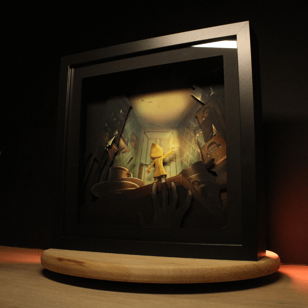 Dioramax - Cadre lumineux LED Little Nightmare | Déco Gaming-room | Tableau lumineux | Affiche jeux vidéo | Idée cadeau gamer | Retro-gaming