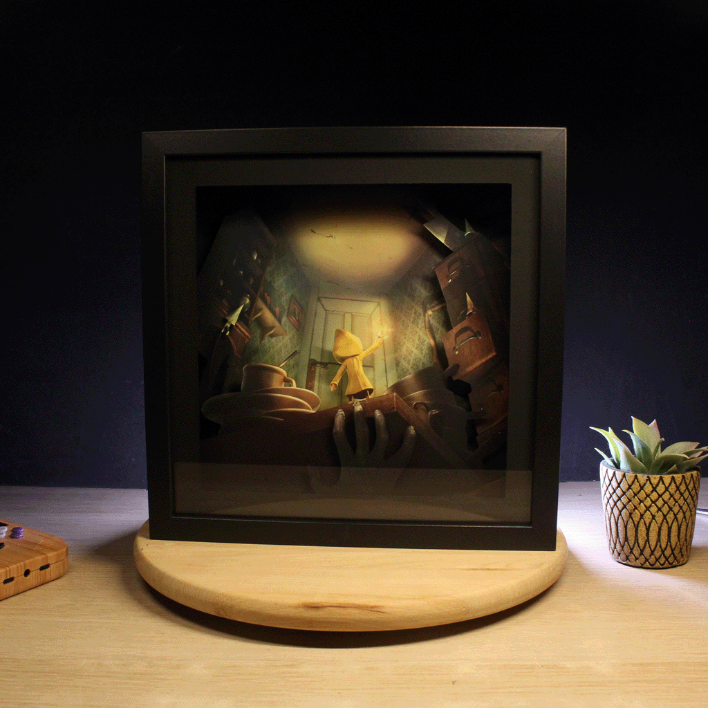 Dioramax - Cadre lumineux LED Little Nightmare | Déco Gaming-room | Tableau lumineux | Affiche jeux vidéo | Idée cadeau gamer | Retro-gaming