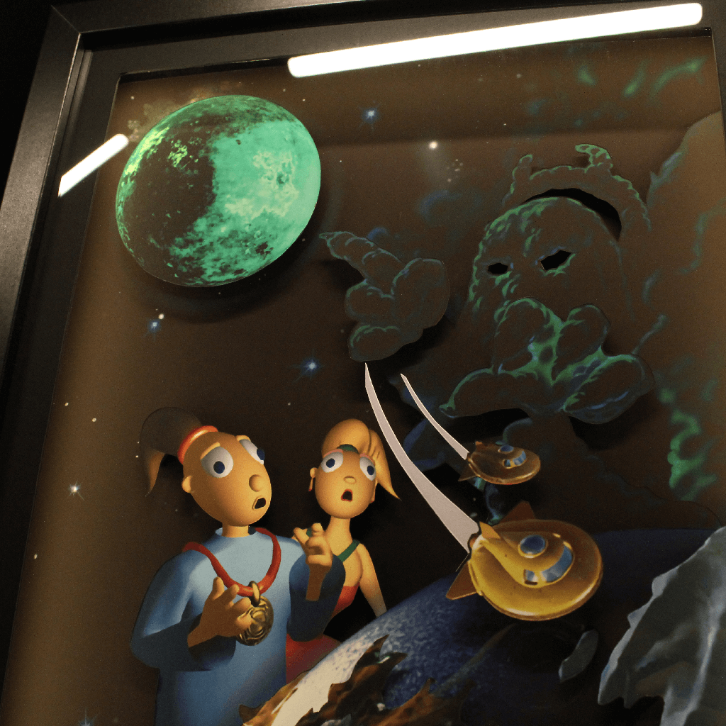 Dioramax - Cadre lumineux LED Little big adventure | Déco Gaming-room | Tableau lumineux | Affiche jeux vidéo | Idée cadeau gamer | Retro-gaming