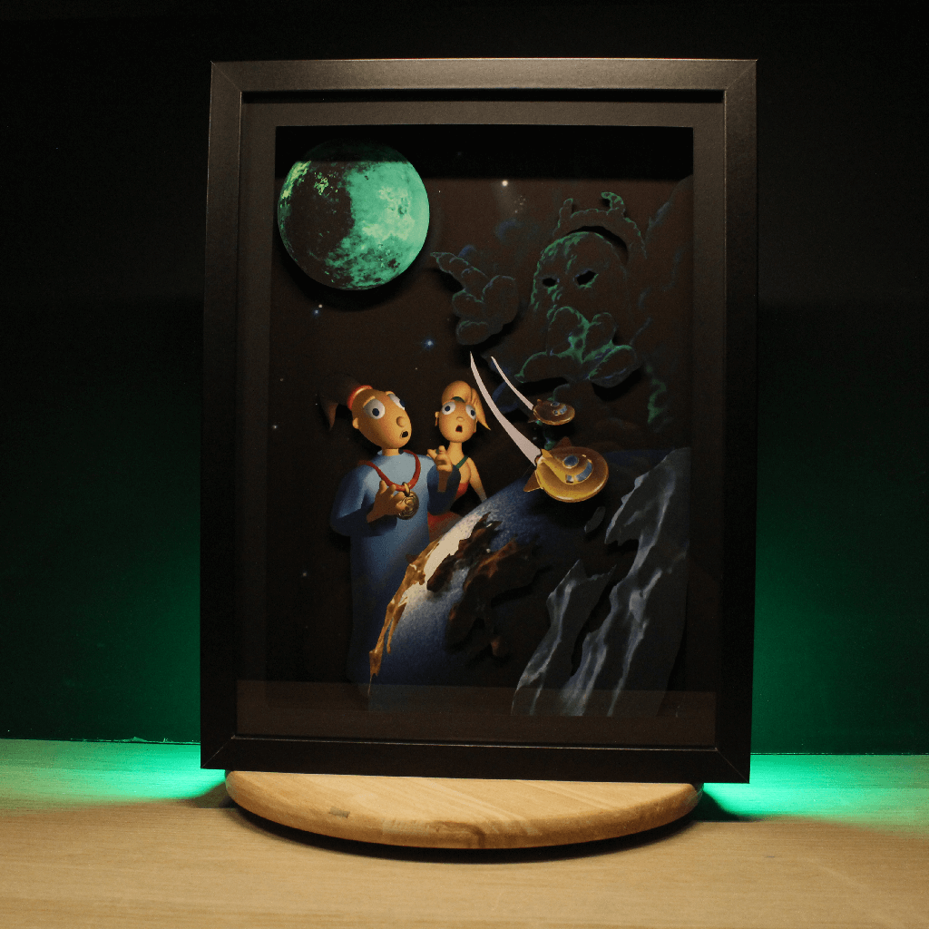 Dioramax - Cadre lumineux LED Little big adventure | Déco Gaming-room | Tableau lumineux | Affiche jeux vidéo | Idée cadeau gamer | Retro-gaming