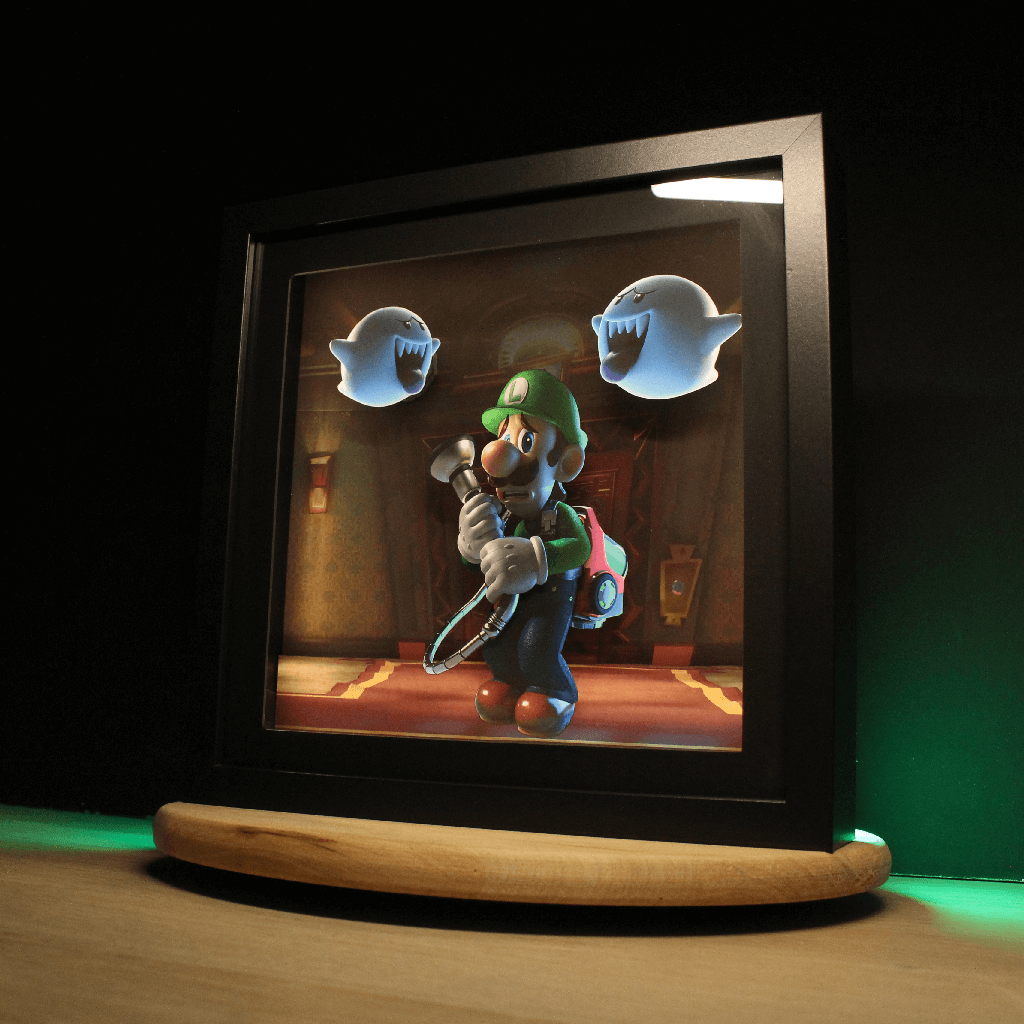 Dioramax - Cadre lumineux LED Luidgi's Mansion | Déco Gaming-room | Tableau lumineux | Affiche jeux vidéo | Idée cadeau gamer | Retro-gaming