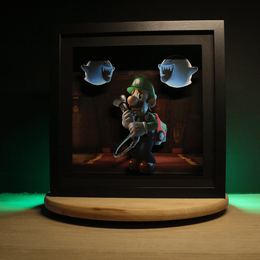 Dioramax - Cadre lumineux LED Luidgi's Mansion | Déco Gaming-room | Tableau lumineux | Affiche jeux vidéo | Idée cadeau gamer | Retro-gaming