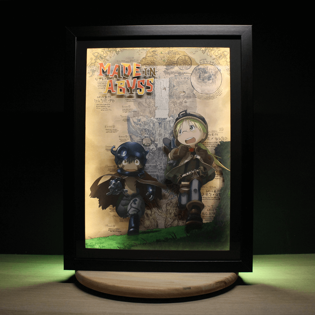 Dioramax - Cadre lumineux LED Made in Abyss | Déco Gaming-room | Tableau lumineux | Affiche jeux vidéo | Idée cadeau gamer | Retro-gaming