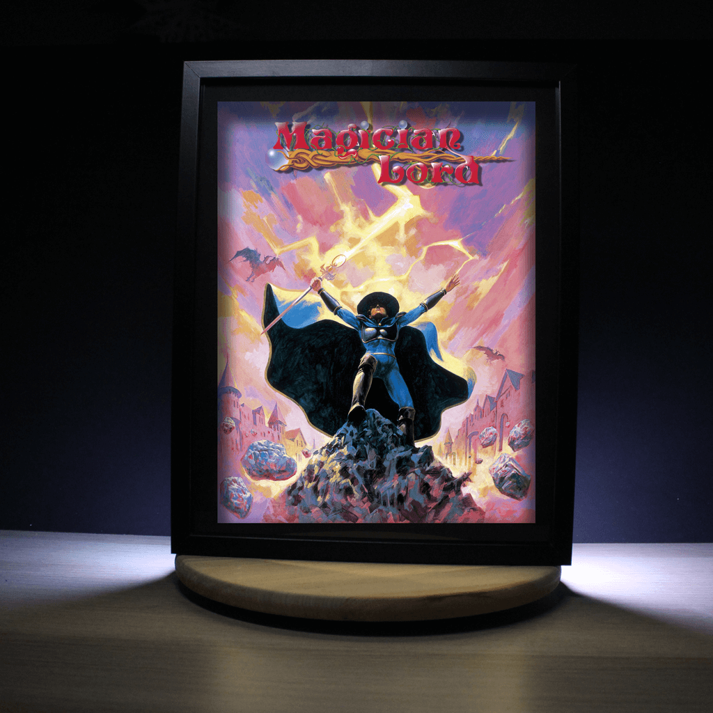 Dioramax - Cadre lumineux LED Magician lord | Déco Gaming-room | Tableau lumineux | Affiche jeux vidéo | Idée cadeau gamer | Retro-gaming