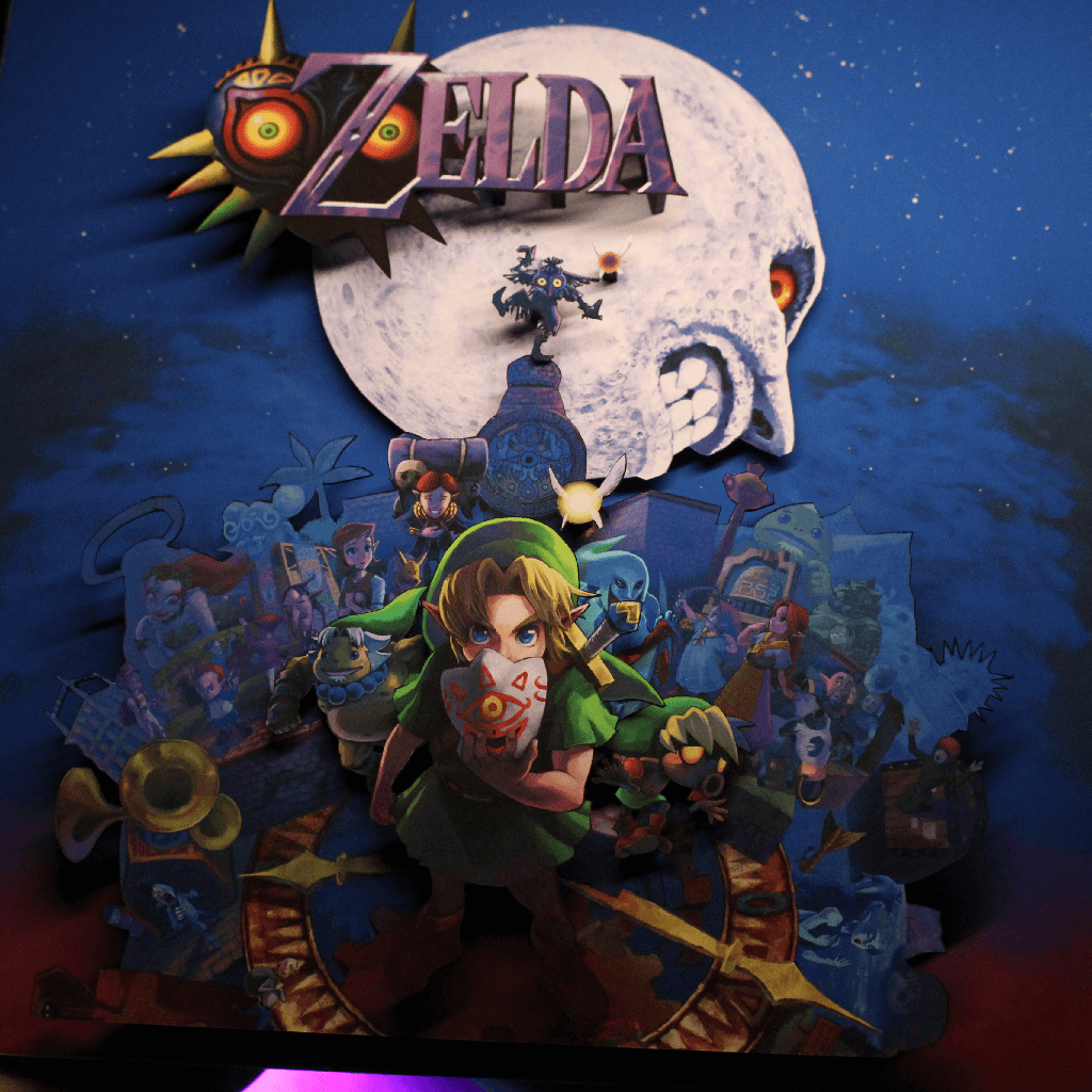Dioramax - Cadre lumineux LED Zelda Majora's Masks | Déco Gaming-room | Tableau lumineux | Affiche jeux vidéo | Idée cadeau gamer | Retro-gaming