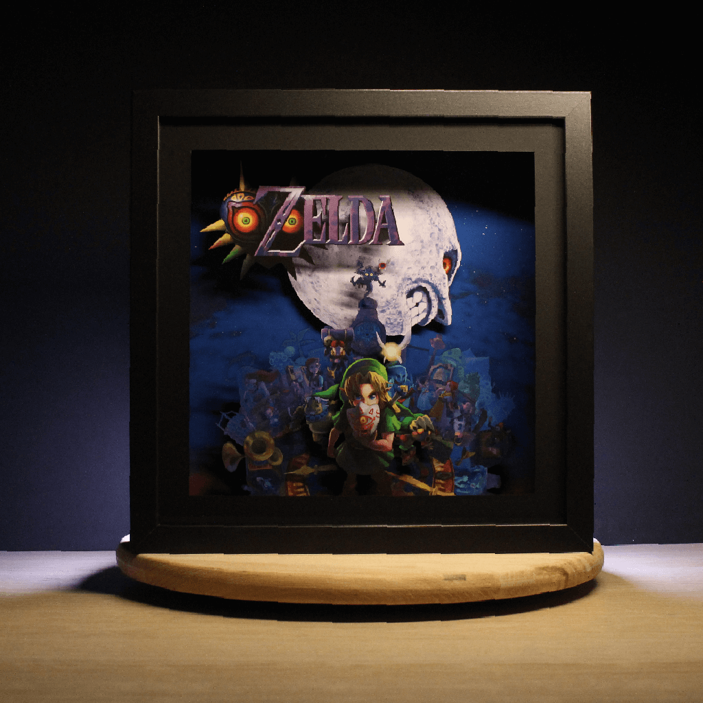 Dioramax - Cadre lumineux LED Zelda Majora's Masks | Déco Gaming-room | Tableau lumineux | Affiche jeux vidéo | Idée cadeau gamer | Retro-gaming