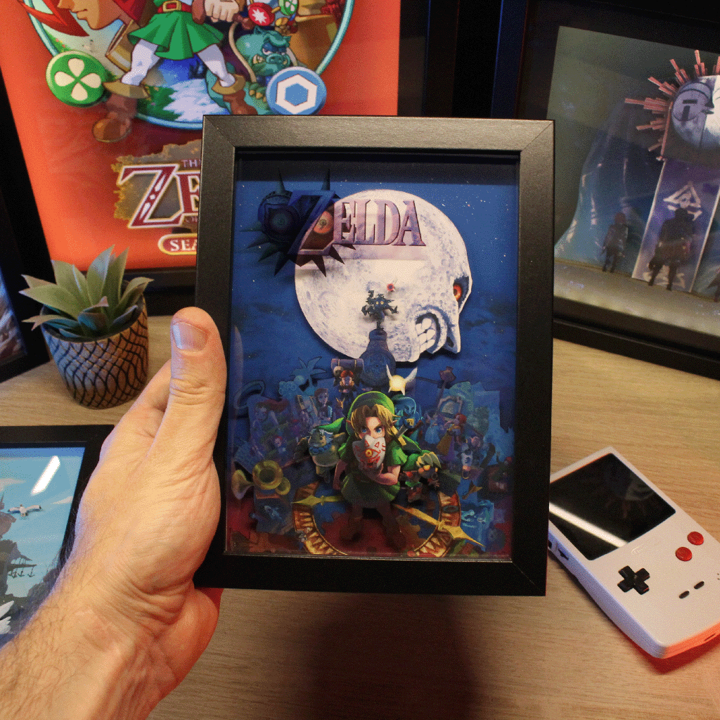 Dioramax - Cadre lumineux LED Zelda Majora's Masks | Déco Gaming-room | Tableau lumineux | Affiche jeux vidéo | Idée cadeau gamer | Retro-gaming