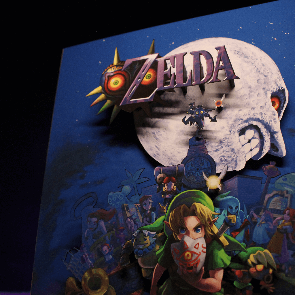 Dioramax - Cadre lumineux LED Zelda Majora's Masks | Déco Gaming-room | Tableau lumineux | Affiche jeux vidéo | Idée cadeau gamer | Retro-gaming