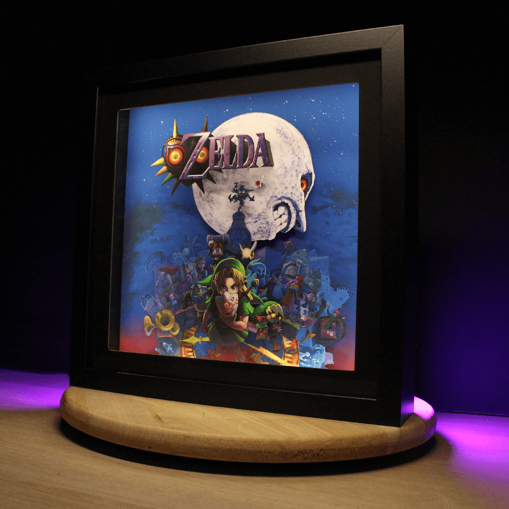Dioramax - Cadre lumineux LED Zelda Majora's Masks | Déco Gaming-room | Tableau lumineux | Affiche jeux vidéo | Idée cadeau gamer | Retro-gaming