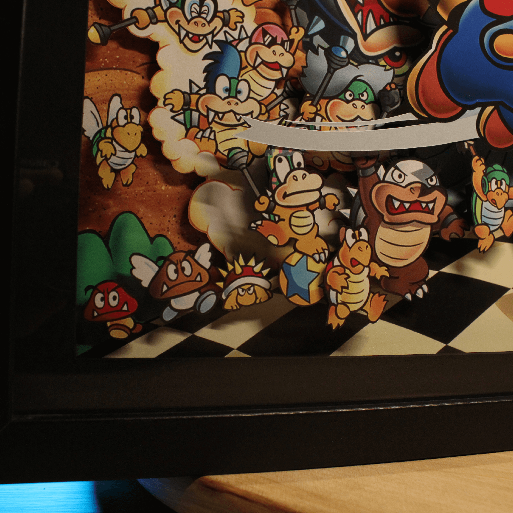 Dioramax - Cadre lumineux LED Mario 3 | Déco Gaming-room | Tableau lumineux | Affiche jeux vidéo | Idée cadeau gamer | Retro-gaming
