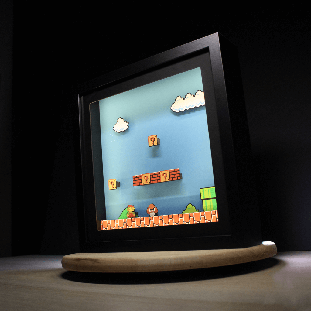 Dioramax - Cadre lumineux LED Mario | Déco Gaming-room | Tableau lumineux | Affiche jeux vidéo | Idée cadeau gamer | Retro-gaming