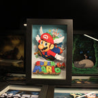 Dioramax - Cadre lumineux LED Siper Mario 64 | Déco Gaming-room | Tableau lumineux | Affiche jeux vidéo | Idée cadeau gamer | Retro-gaming