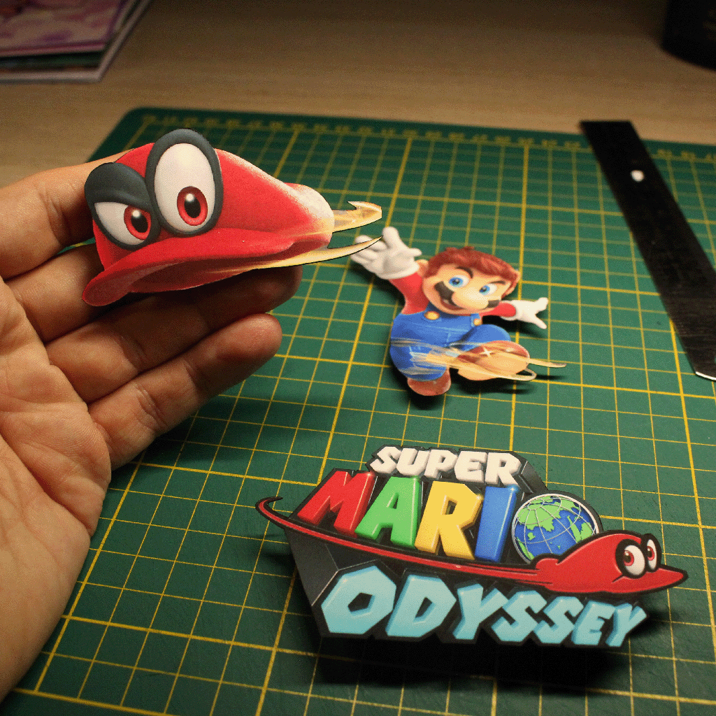 Dioramax - Cadre lumineux LED Mario Odyssey | Déco Gaming-room | Tableau lumineux | Affiche jeux vidéo | Idée cadeau gamer | Retro-gaming