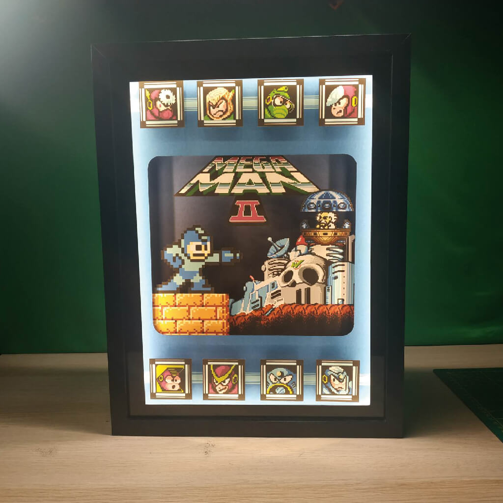Dioramax - Cadre lumineux LED Magaman | Déco Gaming-room | Tableau lumineux | Affiche jeux vidéo | Idée cadeau gamer | Retro-gaming