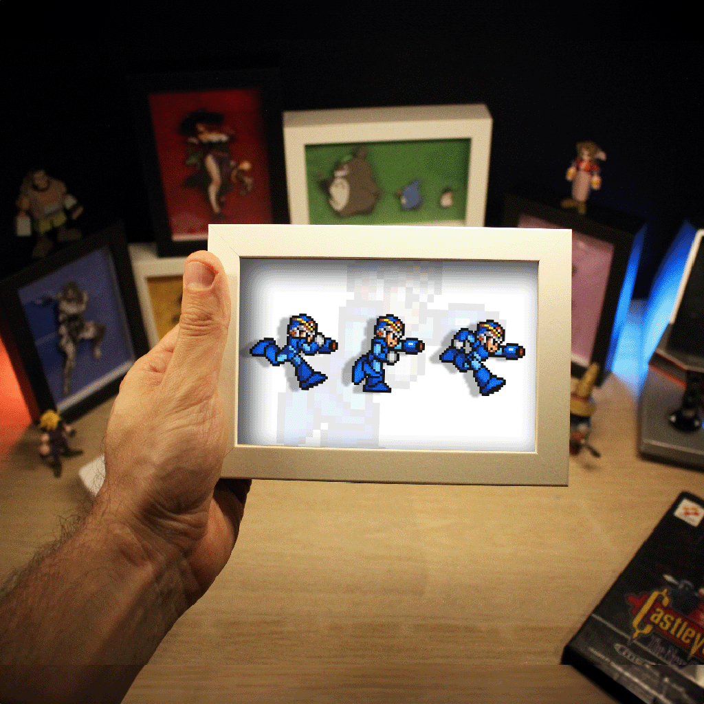 Dioramax - Cadre lumineux LED Megaman X | Déco Gaming-room | Tableau lumineux | Affiche jeux vidéo | Idée cadeau gamer | Retro-gaming
