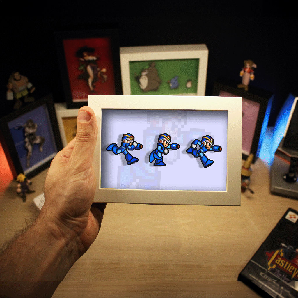 Dioramax - Cadre lumineux LED Megaman X | Déco Gaming-room | Tableau lumineux | Affiche jeux vidéo | Idée cadeau gamer | Retro-gaming