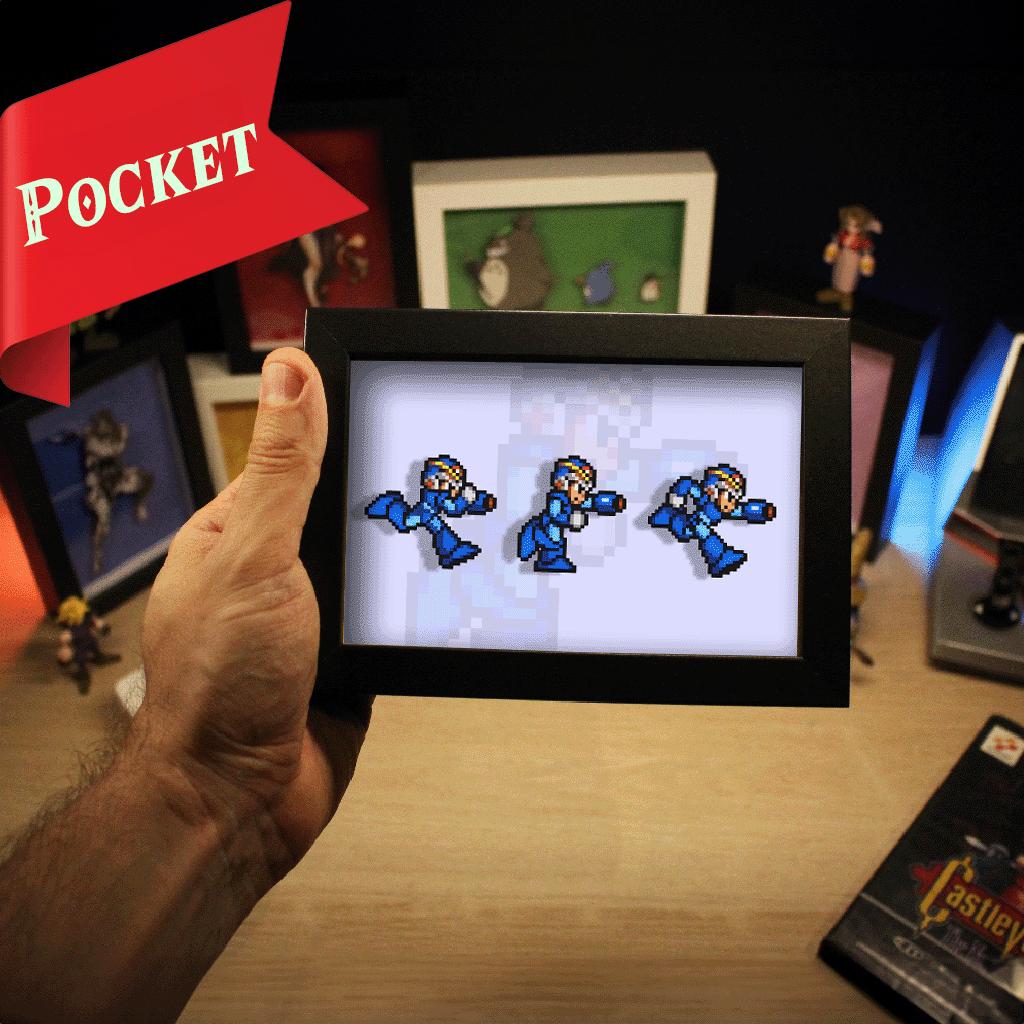 Dioramax - Cadre lumineux LED Megaman X | Déco Gaming-room | Tableau lumineux | Affiche jeux vidéo | Idée cadeau gamer | Retro-gaming