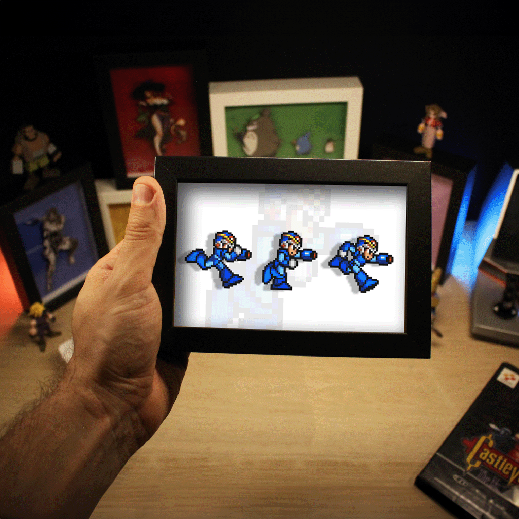 Dioramax - Cadre lumineux LED Megaman X | Déco Gaming-room | Tableau lumineux | Affiche jeux vidéo | Idée cadeau gamer | Retro-gaming