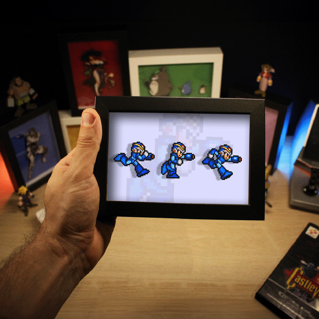 Dioramax - Cadre lumineux LED Megaman X | Déco Gaming-room | Tableau lumineux | Affiche jeux vidéo | Idée cadeau gamer | Retro-gaming