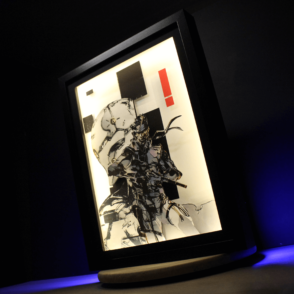 Dioramax - Cadre lumineux LED Metal Gear solid | Déco Gaming-room | Tableau lumineux | Affiche jeux vidéo | Idée cadeau gamer | Retro-gaming