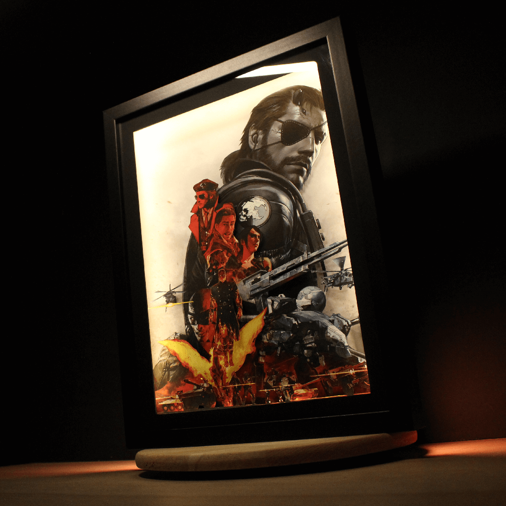 Dioramax - Cadre lumineux LED MGS5 | Déco Gaming-room | Tableau lumineux | Affiche jeux vidéo | Idée cadeau gamer | Retro-gaming