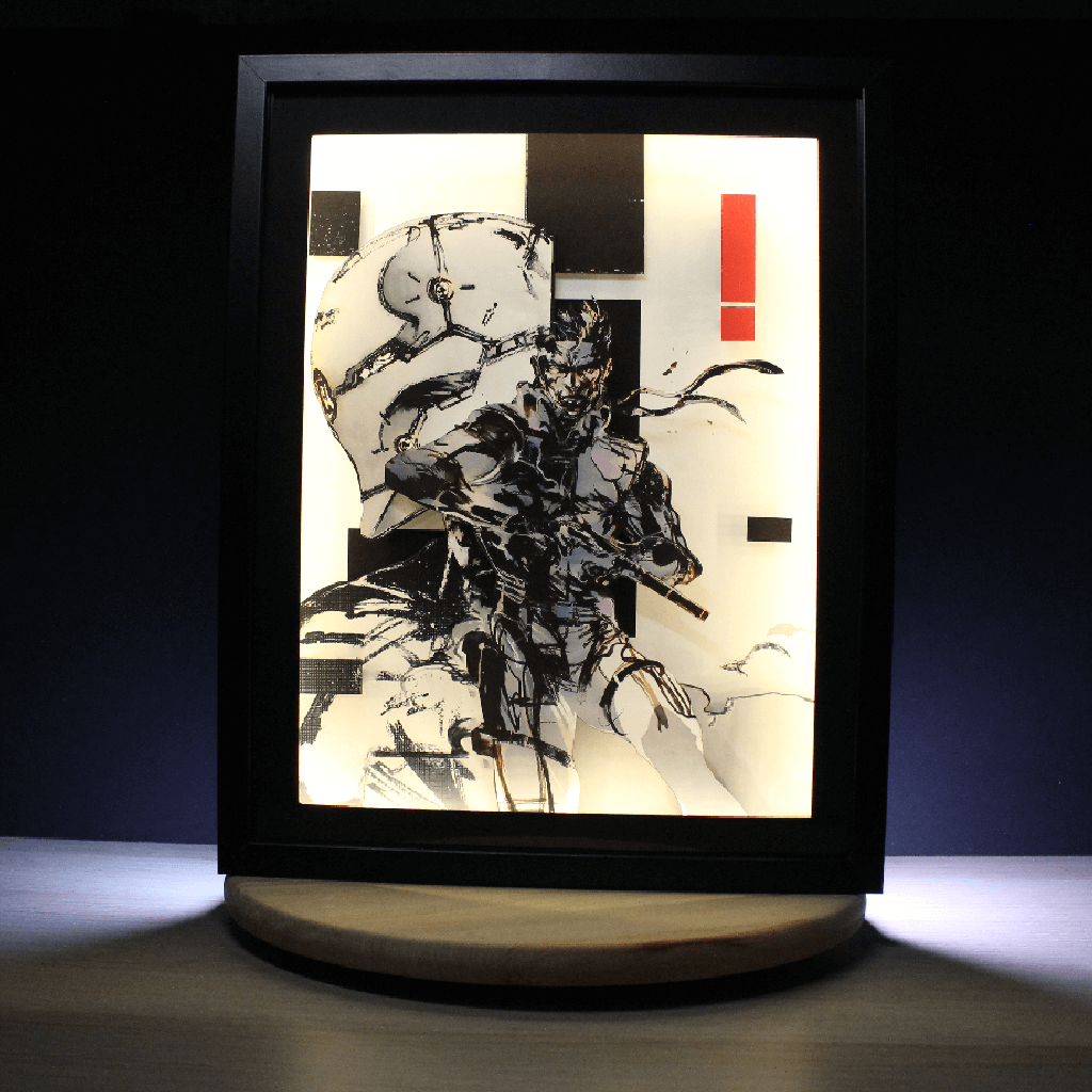 Dioramax - Cadre lumineux LED Metal Gear solid | Déco Gaming-room | Tableau lumineux | Affiche jeux vidéo | Idée cadeau gamer | Retro-gaming