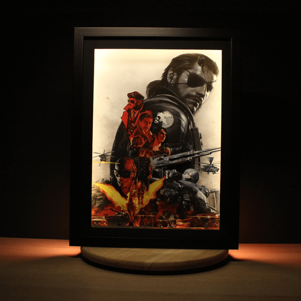 Dioramax - Cadre lumineux LED MGS5 | Déco Gaming-room | Tableau lumineux | Affiche jeux vidéo | Idée cadeau gamer | Retro-gaming