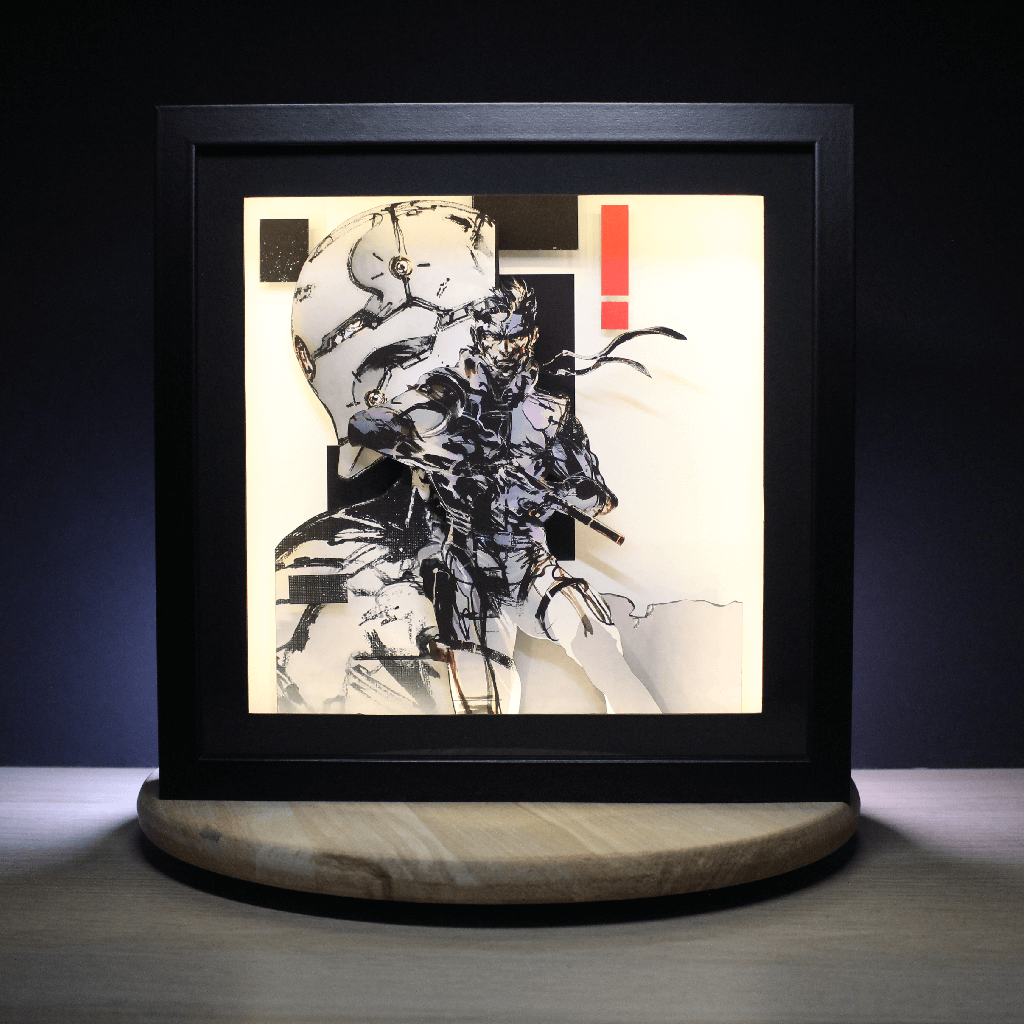 Dioramax - Cadre lumineux LED Metal Gear solid | Déco Gaming-room | Tableau lumineux | Affiche jeux vidéo | Idée cadeau gamer | Retro-gaming