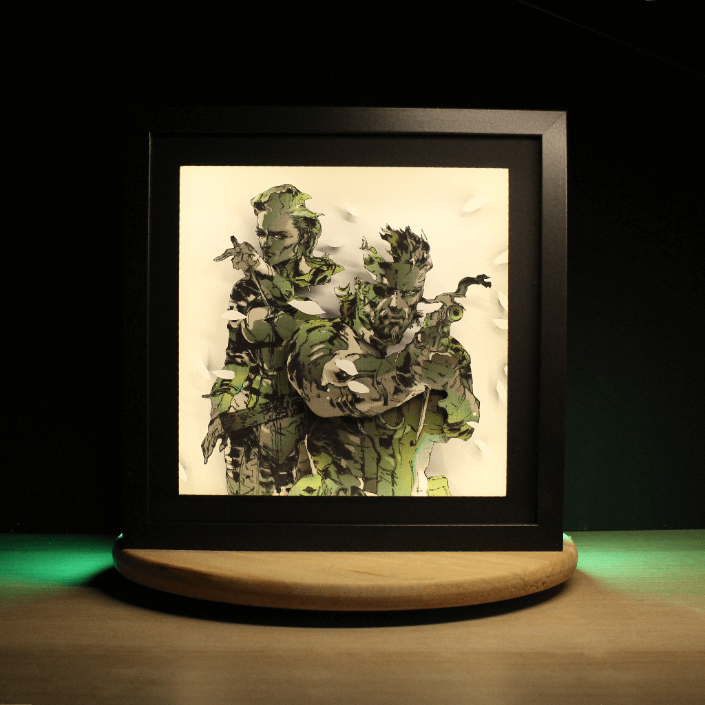 Dioramax - Cadre lumineux LED MGS3 | Déco Gaming-room | Tableau lumineux | Affiche jeux vidéo | Idée cadeau gamer | Retro-gaming