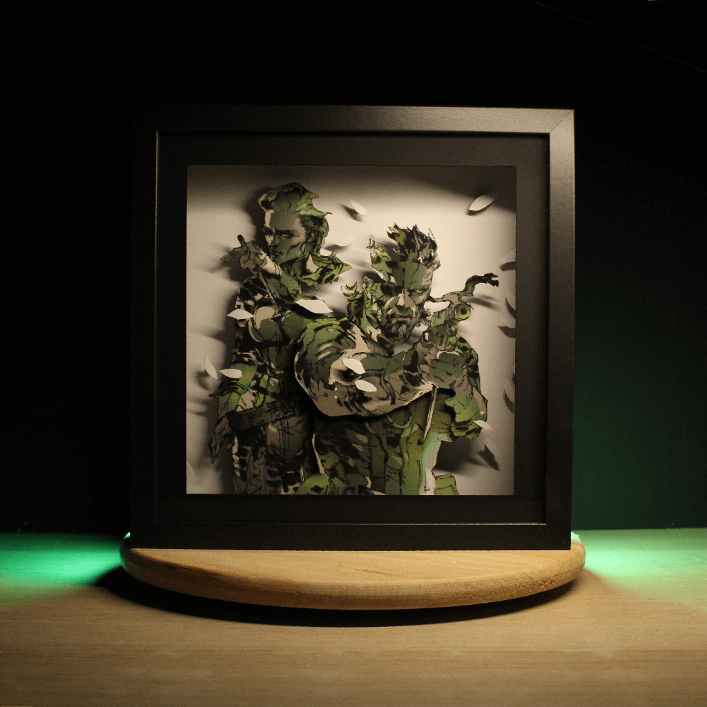 Dioramax - Cadre lumineux LED MGS3 | Déco Gaming-room | Tableau lumineux | Affiche jeux vidéo | Idée cadeau gamer | Retro-gaming