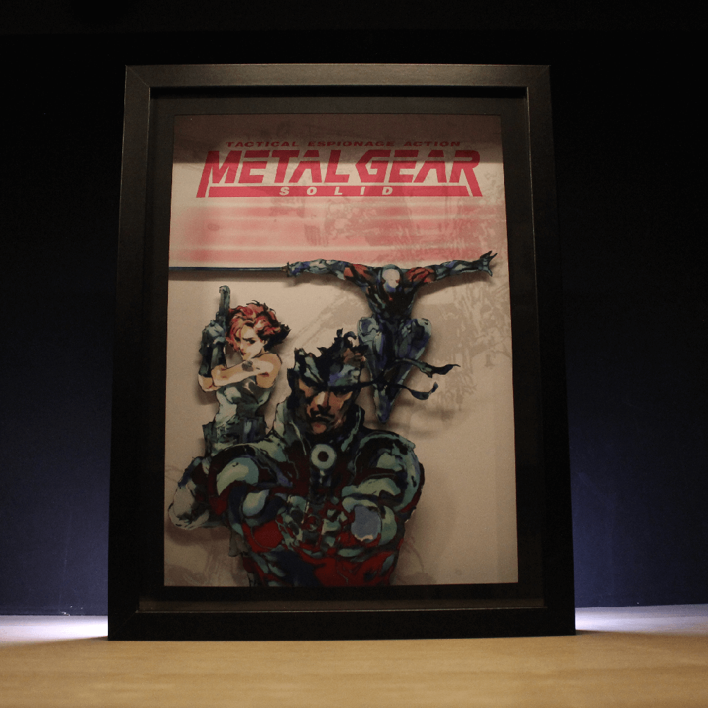 Dioramax - Cadre lumineux LED Metal Gear | Déco Gaming-room | Tableau lumineux | Affiche jeux vidéo | Idée cadeau gamer | Retro-gaming
