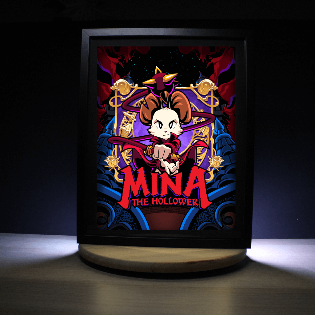 Dioramax - Cadre lumineux LED Mina | Déco Gaming-room | Tableau lumineux | Affiche jeux vidéo | Idée cadeau gamer | Retro-gaming
