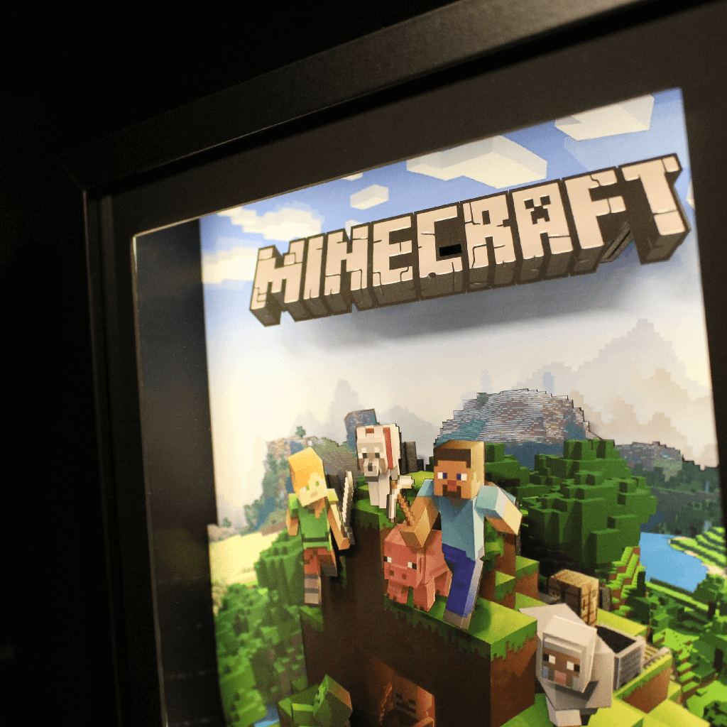 Dioramax - Cadre lumineux LED Minecraft | Déco Gaming-room | Tableau lumineux | Affiche jeux vidéo | Idée cadeau gamer | Retro-gaming