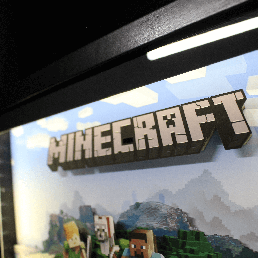 Dioramax - Cadre lumineux LED Minecraft | Déco Gaming-room | Tableau lumineux | Affiche jeux vidéo | Idée cadeau gamer | Retro-gaming